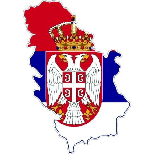 Sticker Car Moto Map Flag Vinyl Outside Wall Decal Macbbook Serbia Windshield Tuning Laptop Trunk Fridge Decal Waterproof PVC
