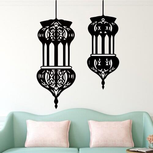 Islamic Mubarak Lantern Wall Stickers For Home Decor Livingroom Kitchen Vinyl Wall Decals Sticker Adesivo De Parede