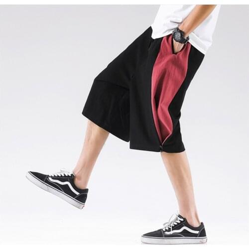 2020 New fashion patchwork cotton linen pants,plus size M-8XL Colorblock calf-length wide leg Trousers,Streetwear Cargo pants