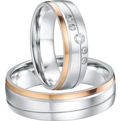 Custom rose gold color Europe western his and hers engagement wedding bands rings sets for men and women