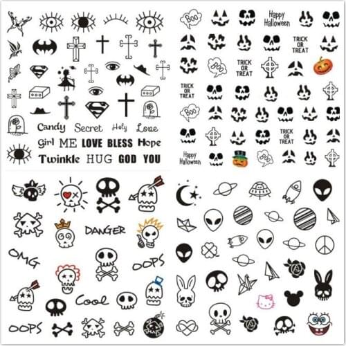 Wholesale New Fashion Nail decal Terrorist Skull Lip Cute Nail tip sticker Nail art beauty decoration 200packs/lot free shipping