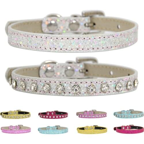 Pink Adjustable Pet Collar with Rhinestones Cats Dogs Collar Leather Decoration Luxury Diamond Dog Necklace for Pet Small Dogs