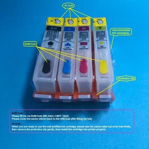 YOTAT (No Chip) Empty Refillable ink cartridge for HP364 HP564 HP862 HP178 HP655 HP685 HP670 HP920 HP934 HP935