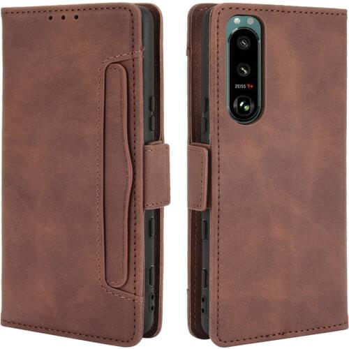 Card Slot Removable Leather Book Case for Sony Xperia 5 III 2021 Flip Cover TPU Bumper Armor Funda Xperia 5III Case Xperia5 III