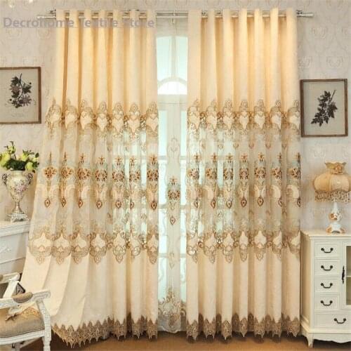 Chenille Hollow Embroidered Fabric Cashmere Embroidery European-style Embroidered Curtain Living Room and Dining Room Curtain