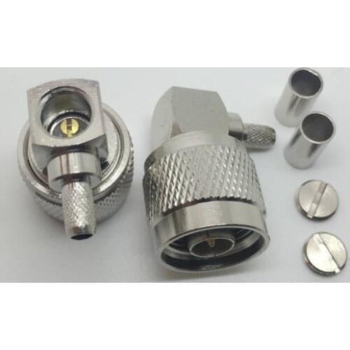 N Male Crimp Right Angle 90 Degree For RG58 RG142 LMR195 RG400 Cable RF Connector Adapters