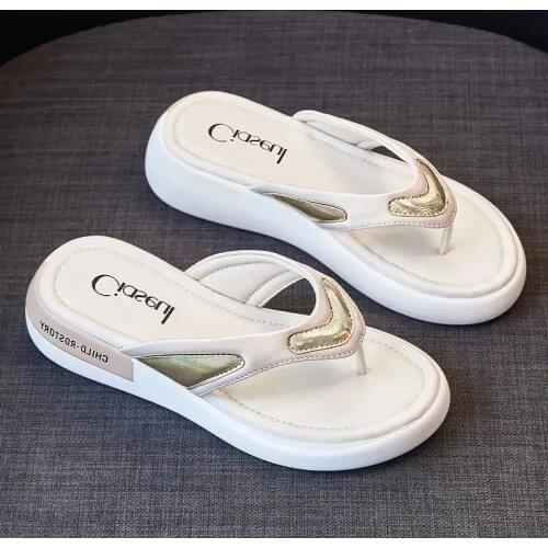 Womens Summer Slip-on Shoes Anti-slip Hard-wearing Fashion Leisure Slippers Beach Swimming Walk Indoor T-tied Flip Flops