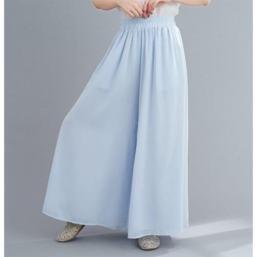 Street Fashion Wide Leg Pants 2021 New Soft Chiffon Loose Summer Pants High Waist Straight All-match Casual Pants Long Trousers
