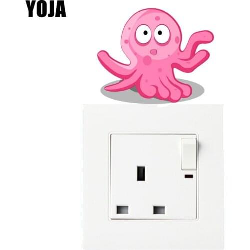 YOJA Vector Hand-drawn Cartoon Pink Octopu Switch Sticker Room Decorative Beautiful Design PVC Wall Decal 8SS0916