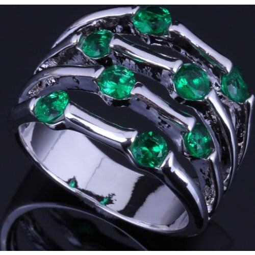 Magic Green Cubic Zirconia Silver Plated Ring V0563