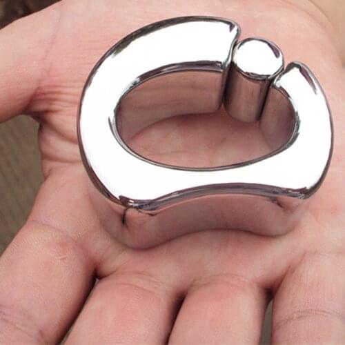 Top Quality Stainless Steel Penis Ring Heavy Duty Penis Restraint Cock Ring Scrotum Lockring Delay Sex Toys Adult Products BB54