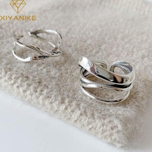XIYANIKE 925 Sterling Silver Vintage Cross Winding Finger Rings for Women Couple Minimalist Party Jewelry Gift Prevent Allergy