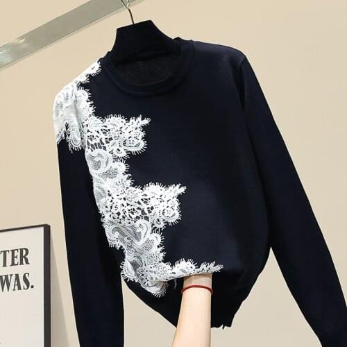 Sweater Women Lace Sweater New Womens Sweaters 2020 Spring Autumn Womens Sweater Jumper Pull Femme Nancylim