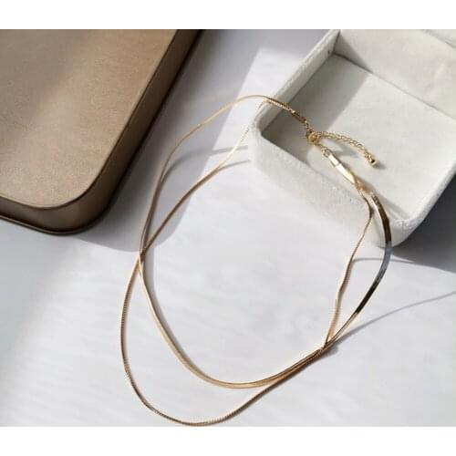 NEW Box Chain Toggle Clasp Gold Necklace Mixed Linked Circle Necklaces For Women Minimalist Choker Necklace Collier Femme Collar