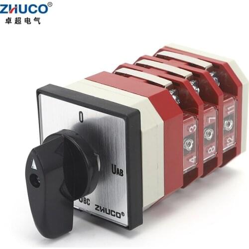 ZHUCO LW12-16/YH3.3 16A Four Position Three Pole Three-Phase Voltmeter Conversion Measurement Universal Cam Switch