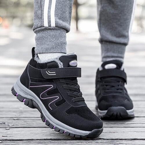 Winter Middle-Aged Elderly Cotton Shoes Womens Shoes Non-Slip Soft-Soled Sports Shoes Plus Velvet Thick Warm High-Top Snow Boot