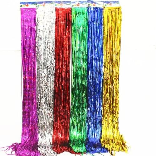 1x2 Meters Shiny Foil Fringe Tinsel Curtain Tassel Garlands Photography Stage Backdrop Wedding Birthday Party Decoration