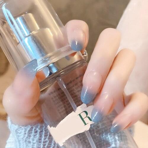 24pcs gradient fake nails removable wear finished product Manicure patch press on nails with glue sticker