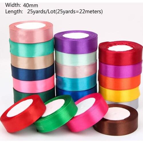 25 Yards/roll) Silk Satin Ribbons Gift Wrapping Decoration Christmas DIY Handmade Supplies Ribbon Bow Gift40mm
