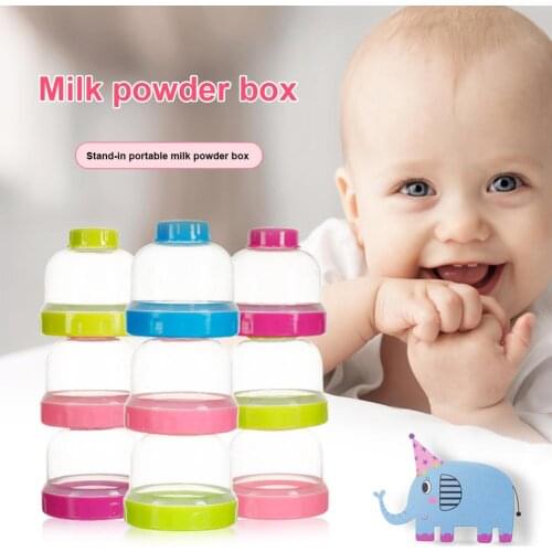 3 Layers Portable Baby Feeding Bottle Infant Toddler Milk Powder Food Storage Grid Box Detachable Snacks Candy Container