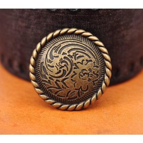 30mm 10X Antique Brass Flower Engraved Rope Side Leathercraft Belt Wallet Purse Decoration Hardware DIY CONCHO SET Screw back