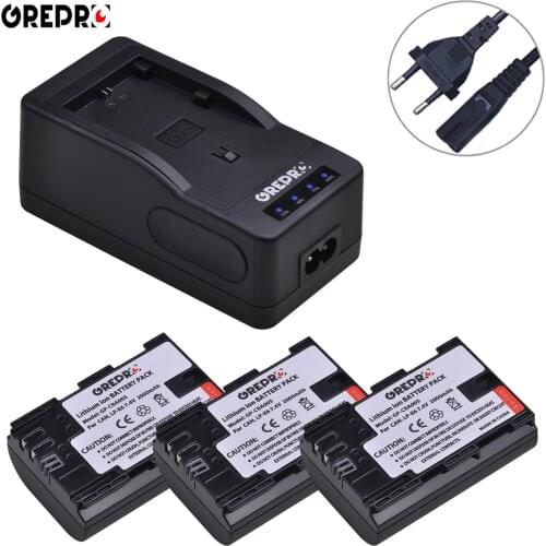 LP E6 E6N LP-E6 LP-E6N Battery with LED Charger for Canon EOS 5D Mark III, 7D Mark II, 5D 6D Mark II, Eos R 90D 80D, 5D MK IV