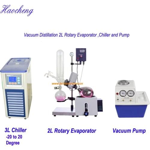 Free Shipping,Top Sale 2L Manual Lift Solvent Distillation Rotary Evaporator,chiller and Vacuum pump