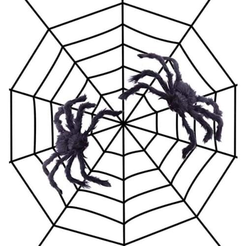 1Pcs Super Big Plush Spider Made Of Wire And Plush Black And Multicolour Style For Party Or Halloween Decorations