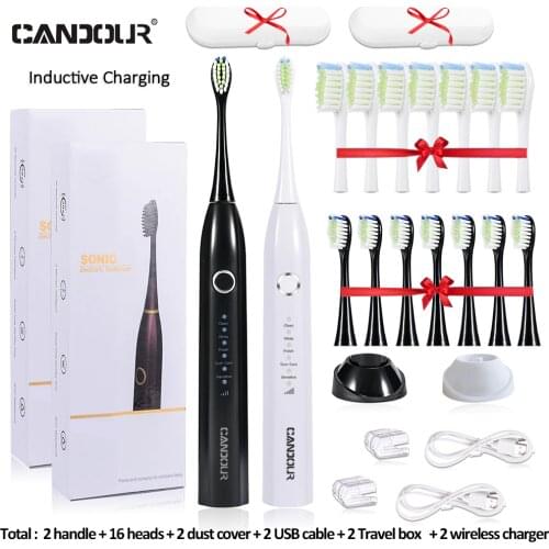 CANDOUR CD5166 Rechargeable Electric Toothbrush Sonic Toothbrush 5 Mode Adult Timer IPX7 Waterproof Automatic Ultrasonic Brush