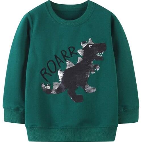 Jumping Meters Animals Beading Cotton Baby Sweatshirts for Winter Spring Girls Dinosaurs Long Sleeve Sweatshirts Kids Clothing