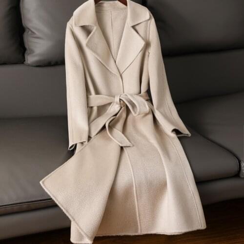 Double-sided cashmere coat in autumn and winter 2020 womens medium and long loose wool wool wool thickened coat women