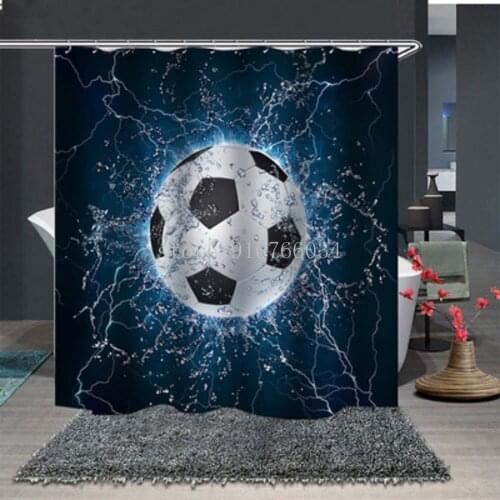 Football Shower Curtain Digital Printing Love Sports Basketball Waterproof Polyester Fabric Bathroom Decoration