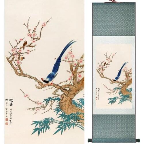 Birds and flower Art Painting Home Office Decoration Chinese scroll painting birds painting LTW2017112205