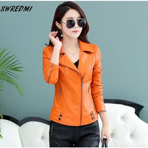 Casual Leather Coat Women Zipper Biker Leather Jacket Female Spring Plus Size S-4XL Slim Ladies Clothing Suede SWREDMI