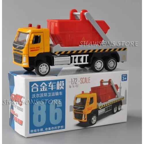1:72 Scale Diecast Vehicle Model Toy Sanitation Transport Truck Pull Back Miniature Replica