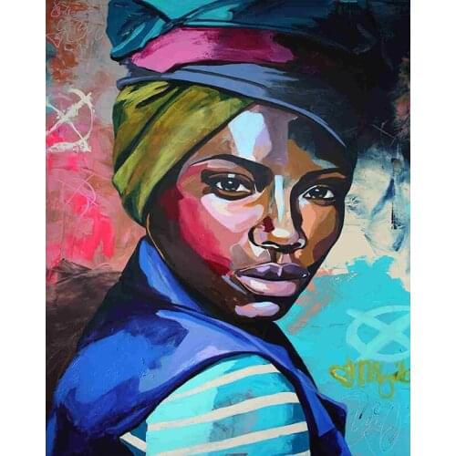 Paint By Number Canvas Painting Kits African Women Handpainted Gift DIY Unframe Coloring By Numbers Home Decoration