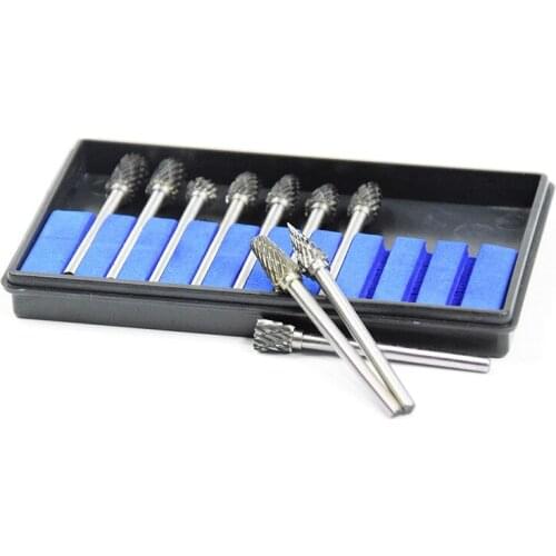 New 10pcs/set 3mm shank Rotary Burrs Metalworking Rotary Files Tungsten Carbide Steel for Carving Engraving Power Tool Accessory