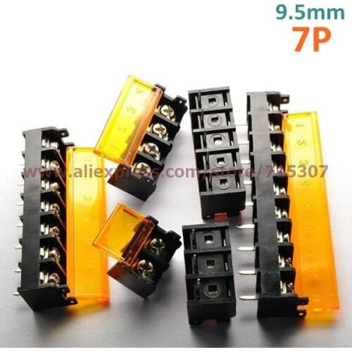 PHISCALE 5 pcs barrier terminal block with cover 9.5mm 7pin 300V 30A