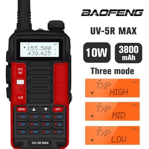 New 10W Baofeng UV-5R MAX Walkie Talkie uv5r max High Power Ham Radio Station UV 5R Max Dual Band FM Transceiver 10KM Intercom
