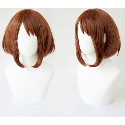Anime My Hero Academia Boku no Hiro Akademia Uraraka Ochako Wig Short Brown Bobo Heat Resistant Cosplay Costume Wig