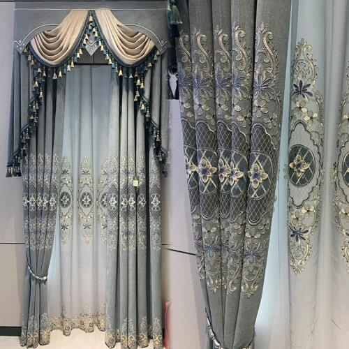 Chenille European Embroidery Tulle Curtain Living Room Bedroom Finished Products Customized