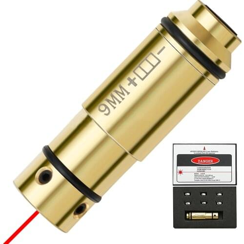 9mm Bore Sight Tactical Laser Training Bullet Red Dot Boresight Hunting Tool 380ACP .40S&W Bore Sight Red Laser