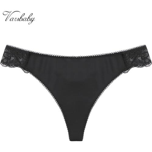 Varsbaby sexy low-rise thongs comfortable lace low-waist underwear S M L XL XXL black panties