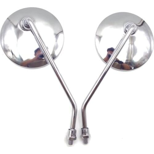 8 10mm Universal motorcycle mirrors chrome round mirror long stem FOR Aprilia Scrambler Royal Enfield Honda bmw Yamaha Scooter
