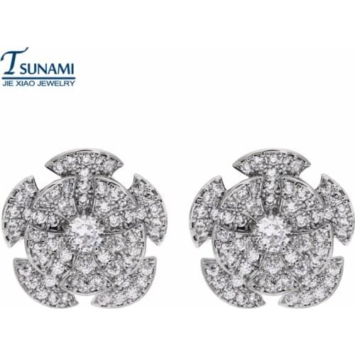High quality luxurious flower miniature set of zircon earrings A luxury jewelry gift for women/girls ER-109