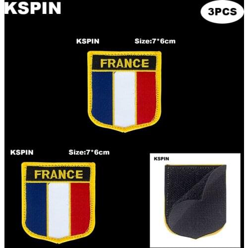 National Flag Patch Hook Loop France Badges Armband 3D Stick on Jacket Backpack Stickers