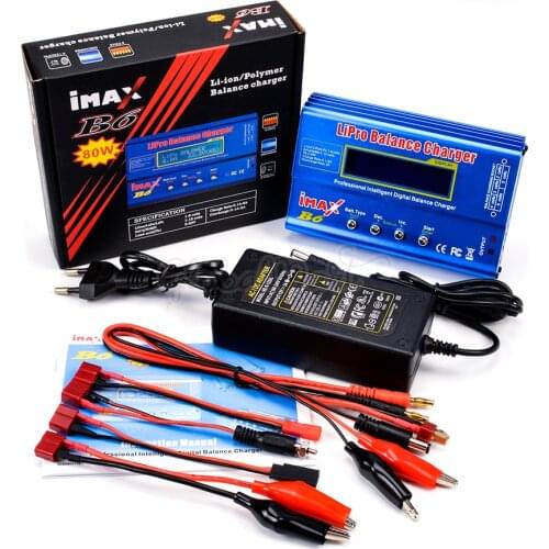 NEW iMAX B6 80W LCD Screen Digital RC Lipo NiMh Battery Balance Charger Discharger + AC Converter Adapter DC 12V / 5A Adapter