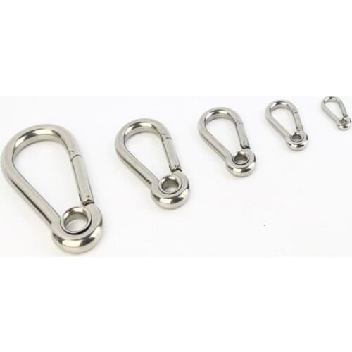 1Pc M4 M5 M6 M7 M8 M9 M10 Carabiner Hook with Eyelet Spring buckle Thread fastening insurance clasp Key chain 304SS