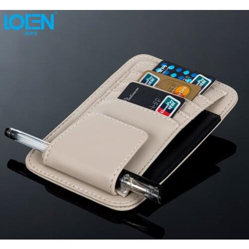 1PC High-grade artificial leather Multi-function Car Sun Visor card holder Glasses Pen Card Organizer Auto Sunshade Storage Bag