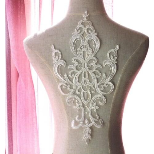 2pcs 2style Wedding Dress Front Piece Head Ornaments Soft Lace Applique Lace Trim Dress DIY Lace Accessorie BD0156